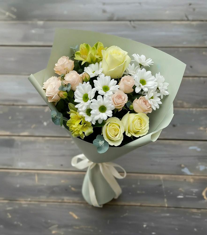 Букет цветов из: Альстромерии, Розы и Хризантемы в Литвиново