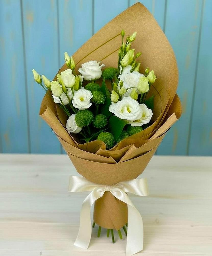 Букет цветов из: Хризантемы и Лизиантусы в Литвиново