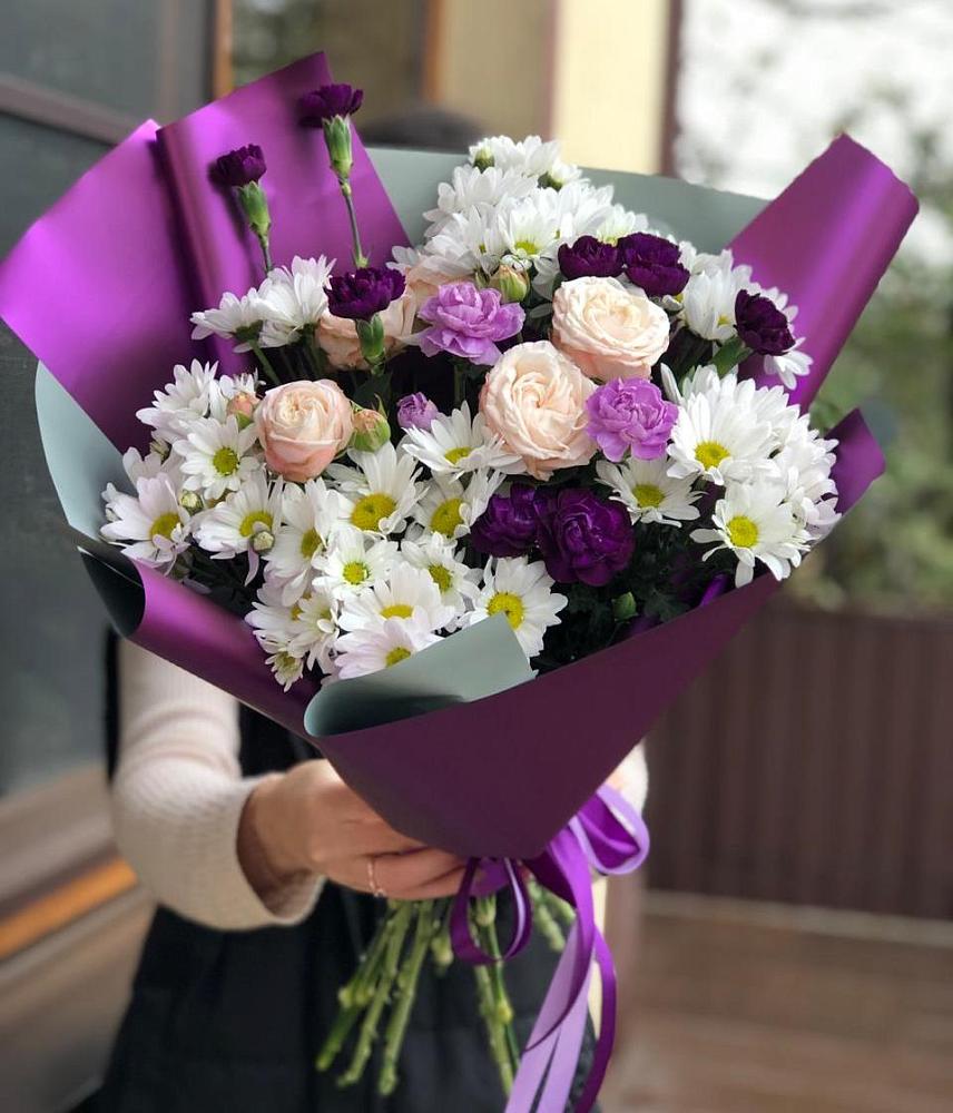 Букет цветов из: Хризантемы, Гвоздики и Розы в Литвиново