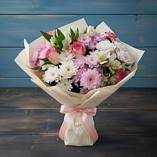 Букет цветов из:  Хризантемы, Альстромерии и Розы в Литвиново