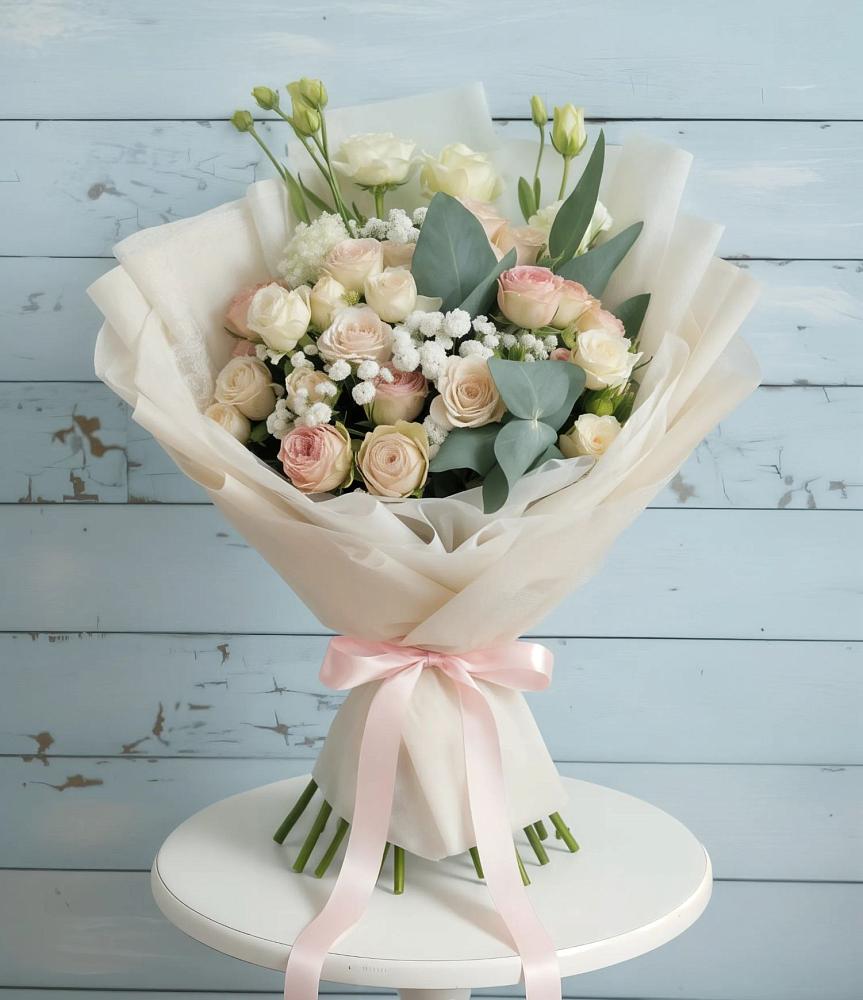 Букет цветов из: Розы и Лизиантусы в Литвиново