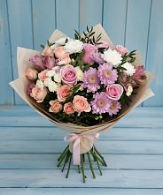 Букет цветов из:  Хризантемы, Розы и Альстромерии в Литвиново