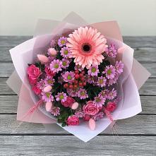 Букет цветов из:  Розы, Герберы и Хризантемы в Литвиново