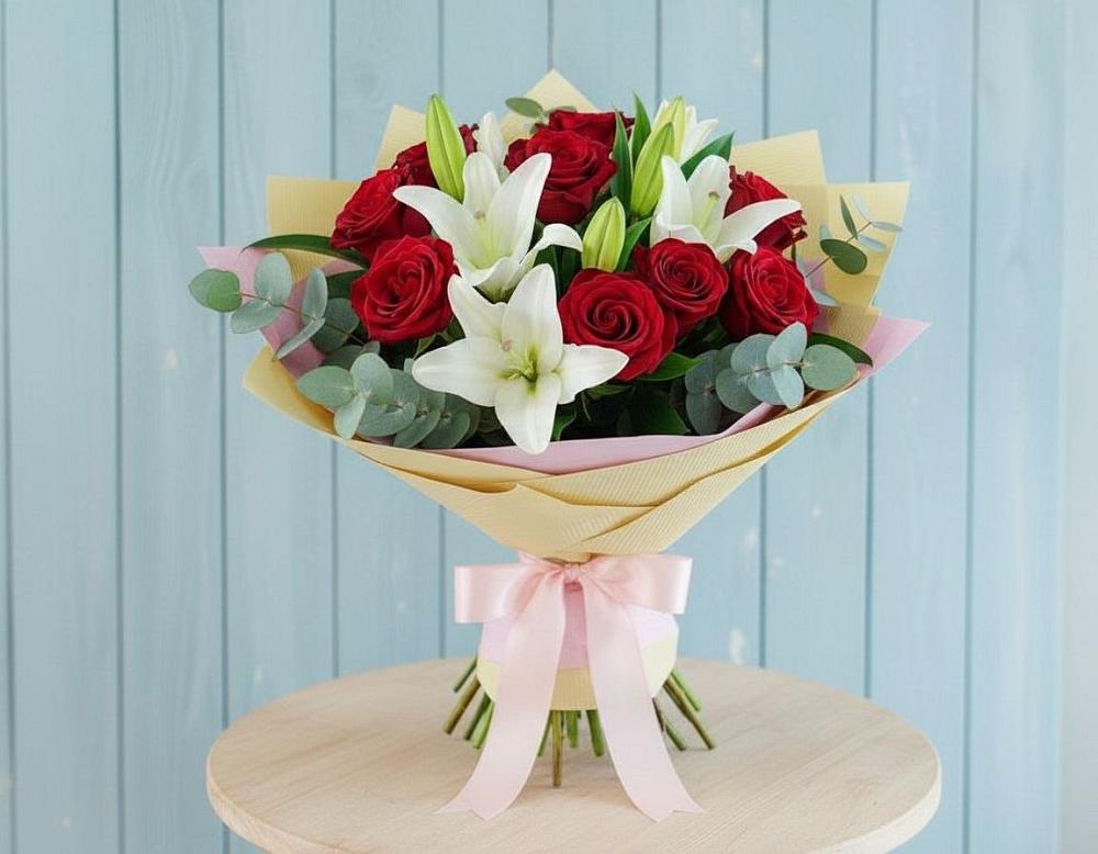 Букет цветов из: Лилии и Розы в Литвиново